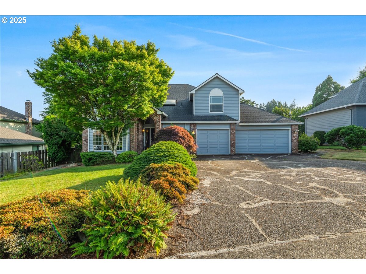 Don’t miss this incredible opportunity! Tucked away on a quiet cul-de-sac and backing to peaceful green space, this 4-bedroom, 2.1-bath home offers over 2,600 square feet of living space and tons of potential.Step inside to soaring 18-foot ceilings in the living room that fill the space with natural light. The lovely family room is open to the kitchen and features southern exposure windows. The functional layout includes a generous kitchen with huge eat-at-bar, breakfast nook as well as a formal dining room. Huge primary suite with large primary bathroom and walk-in closet. Situated on more than half an acre, the private lot provides ample outdoor space and serene views. The 3-car garage adds plenty of storage and parking. This home also features incredible storage opportunities in the large crawlspace with separate entry. The roof was replaced in 2017 and solar panels provide lower electricity bills. While the home needs some updates, it’s priced accordingly and is being sold as-is—a perfect opportunity buy on a fantastic street, on a fantastic lot and a chance to make this home your own!