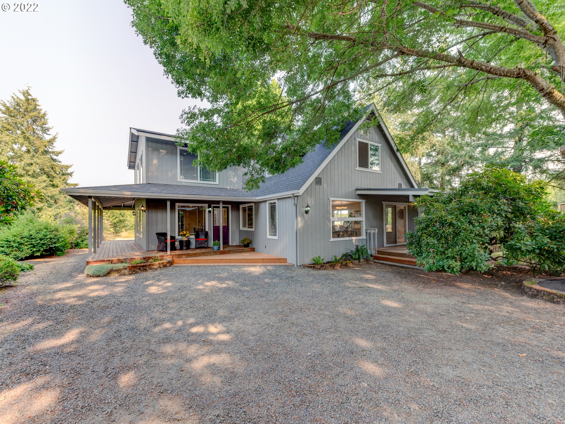 Own your own slice of close in Country "Paradise". 5.8 acres on quiet  street, in sought after Alvadore area. Minutes from Fern ridge lake & downtown. Beautifully updated 1 1/2 story farm house with new roof, Exterior/interior paint & floor coverings. The Detached guest quarters could be home office or? Several outbuildings for livestock, shop or storage, garden area & plenty of fruit trees. Relax on your covered porch or rear private deck & enjoy the beautiful sunsets and serene pasture views.