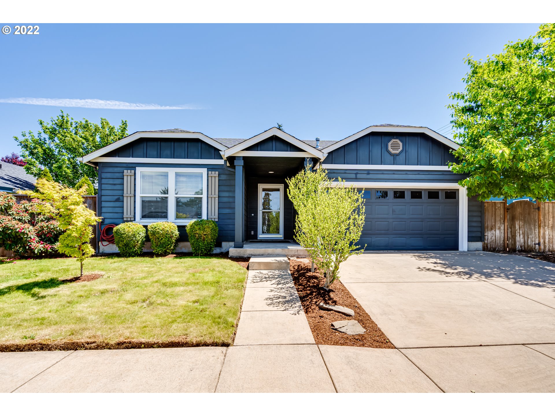 Wonderful single level home in Westwind Estates.  Well cared for home with open living concept, high ceilings and vaults, large Primary suite, good separation from 2 other bedrooms and lots of light.  You'll love the kitchen with granite counters, stainless appliances, eating bar, on trend cabinets and hardware, wood floors and pantry.  Great room concept with living room/kitchen/dining ideal for entertaining.  New A/C and 50 gallon hot water heater, and luxury vinyl. Private, fully fenced yard.