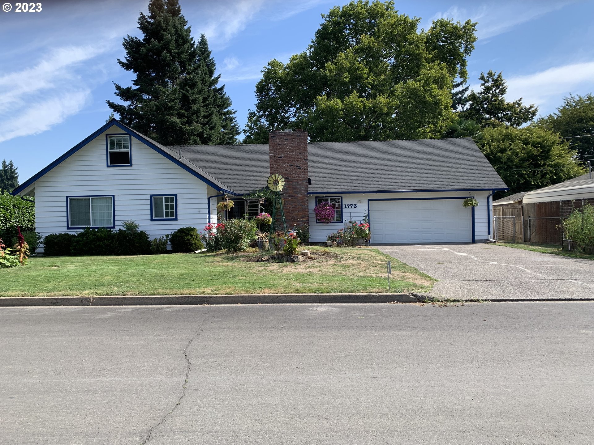 Beautifully maintained 5 bedrooms and 3 full baths home in a quiet neighborhood. Large, fenced backyard, has a 7x10 and a 10x12 shop both with electricity and newer roofs. Concrete patio off dining room.  Family room irregular shape.  UGS and drip lines for hanging baskets! This spacious home has easy to maintain laminate floors throughout, 2 water heaters, split ductless unit downstairs, one in primary bedroom, second in living room as well. upstairs family room is located over the two car garage away from most sleeping areas.Family Room dimensions are approx. 8x24 AND 14x19.  All appliances are included in home: dishwasher, freestanding range oven, 2 refrigerators, and washer and dryer. Vinyl windows.  Home is professionally cleaned and ready for move in.