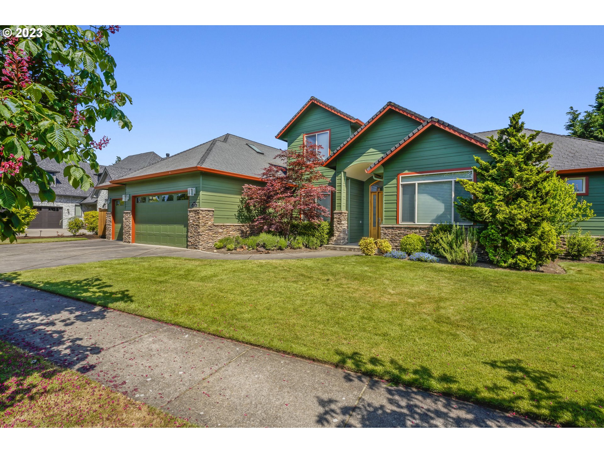 2922 BLACKTAIL DR Eugene, Oregon Welcome to Eugene's South Hills luxury and convenience! This stunning 2006 custom home offers the perfect blend of comfort and high-end features, designed with both daily living and entertaining in mind. The house boasts a fantastic kitchen, filled with top-of-the-line appliances and a custom granite island. The interior is light and bright, with beautiful walnut floors and exquisite stonework throughout. Enjoy the luxury of heated tile floors and unwind in the divine first-floor Primary Suite. Additionally, this home offers a convenient laundry center and a media room for your entertainment needs. Upstairs, there's a bonus area that provides additional flexibility. The three-car garage ensures ample space for your vehicles and storage. The fenced backyard not only offers a great view but also provides rare privacy, allowing you to relax and enjoy the surroundings. Located in the sought-after Southwest Hills area, this home sits on a large level lot, providing panoramic views of the woodland area, Spencer Butte, city lights, and Fern Ridge Reservoir. The main level features a spacious en suite with a generous walk-in closet, offering comfort and convenience. The formal dining room is perfect for hosting gatherings, and the open concept living room with a fireplace creates a cozy and inviting atmosphere. For those with hobbies or the need for a separate workspace, there's an attached hobby/media/office area with its own entrance. This versatile space could also be transformed into a possible fifth bedroom if desired. Step outside to the covered patio, where you can enjoy the serene surroundings, appreciate the fruit trees and garden area. This exceptional home also features an oversized three-car garage, providing plenty of room for your vehicles and storage needs. Don't miss the opportunity to own this luxurious South Hills residence, offering both privacy and breathtaking views in one of Eugene's most desirable neighborhoods.