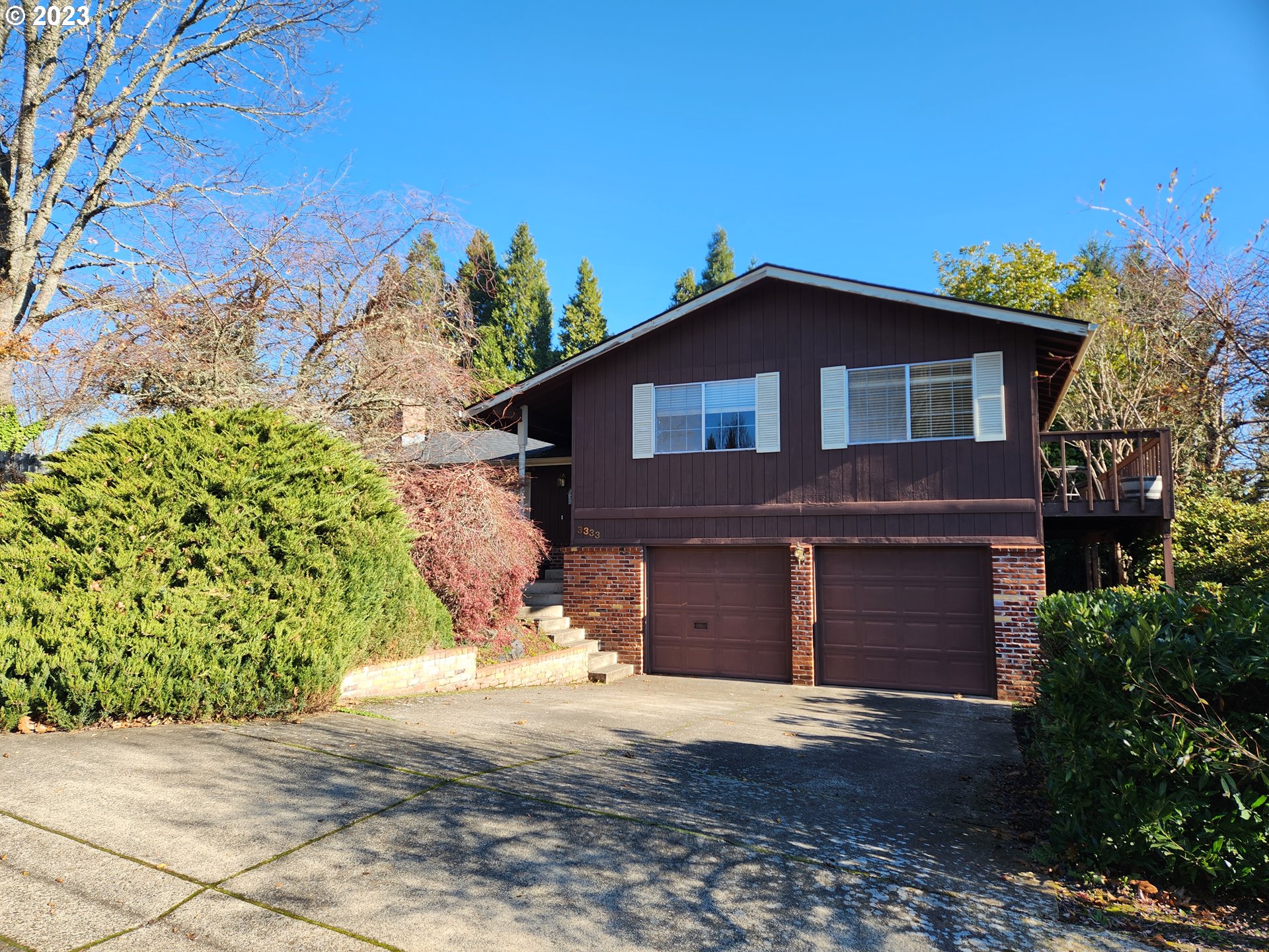 This home is on the market for the First time  since  1970 when it was built by the current owner! This split level home is located on a quiet secluded spot in Southwest Eugene. Enjoy your private yard from extensive decking, including direct access from the master bedroom and the dining area. There is even a laundry chute so you don?t need to lug your laundry downstairs! There is a newer ductless heat pump in the family room, and forced air heat for the rest of the home. A cozy living room fireplace adds to the amenities . This is a Very solid investment that can be purchased with adjacent lot MLS 23106364. You can choose your own neighbors or keep it for continued privacy.  A pre listing inspection is available to all potential buyers and their agents. Much of the recommended work has been completed. This a great opportunity for cosmetic upgrades to make this home your own.