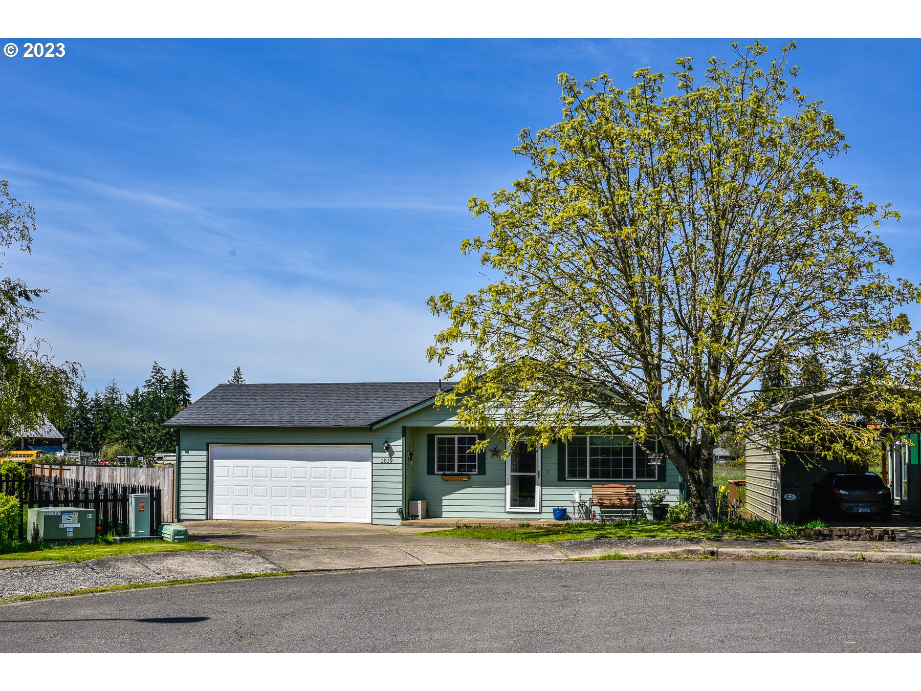 Move in Ready! This super clean, adorable home has many updates including newer; roof, water heater, heat pump, furnace, fence, interior & exterior paint, luxury plank vinyl flooring, carpeting and appliances. Both bathrooms have been remodeled with quartz vanities. Large composite deck in the back overlooking a pasture. Oversized garage comes with washer & dryer!