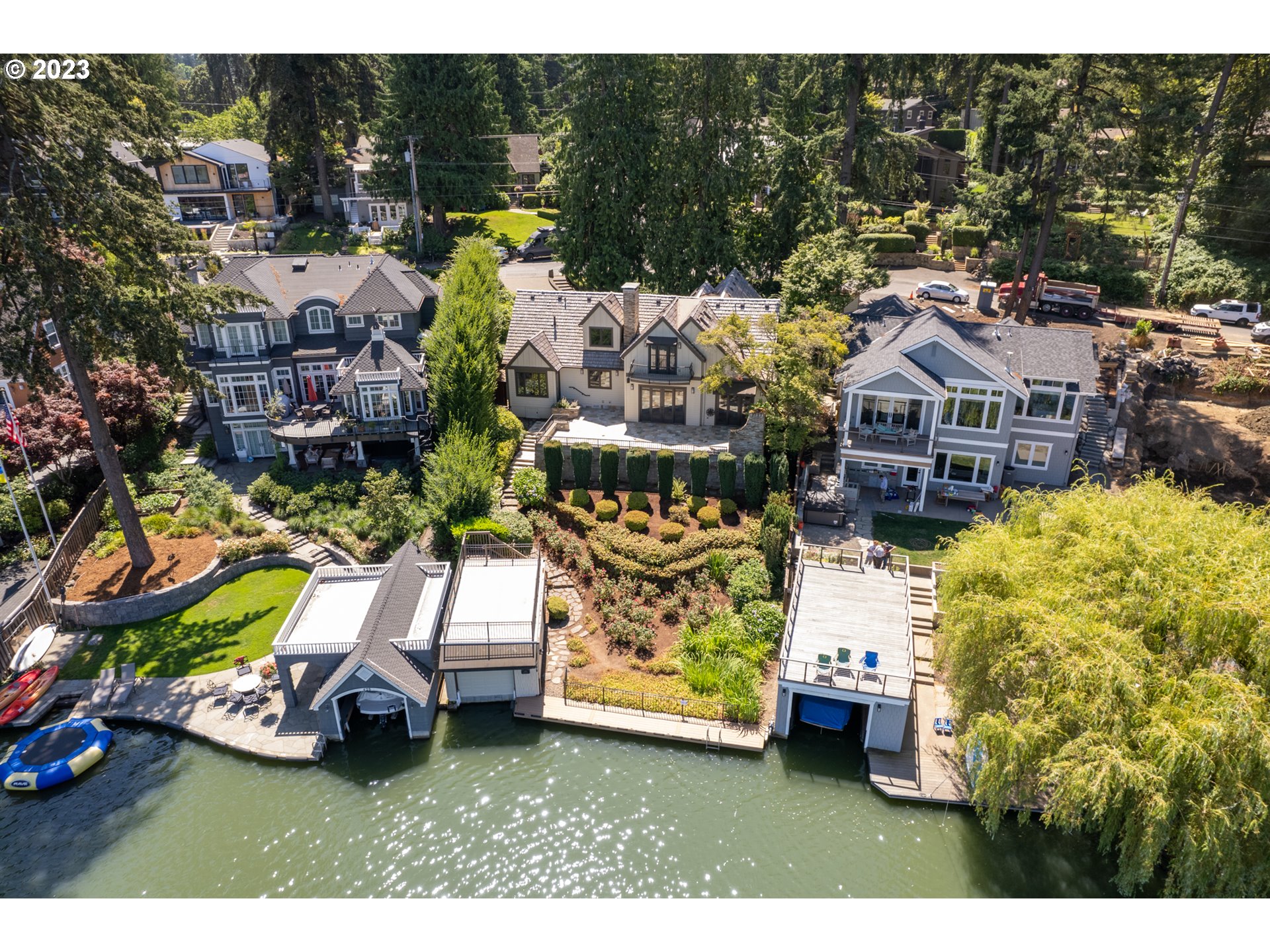 New Price! Elegant Lakefront home located on coveted Northshore Road in the heart of Lake Oswego. This waterfront home boasts of quality construction, main level living and water views from virtually every room. The layout features flexible a floorplan including three bedrooms with full baths and walk-in closets, a half bath and an office with walnut built-ins. The home includes an open great room, chef's kitchen with granite counters, high ceilings and hardwood floors. Relax and enjoy the tranquil water views or entertain from the expansive patio, dock or rooftop deck. This beautiful home is nestled in an incredible location - just blocks from the vibrant restaurants, shopping, farmers market, parks and activities that downtown Lake Oswego has to offer. Enjoy the incredible lake lifestyle where every day is a vacation! Welcome home!