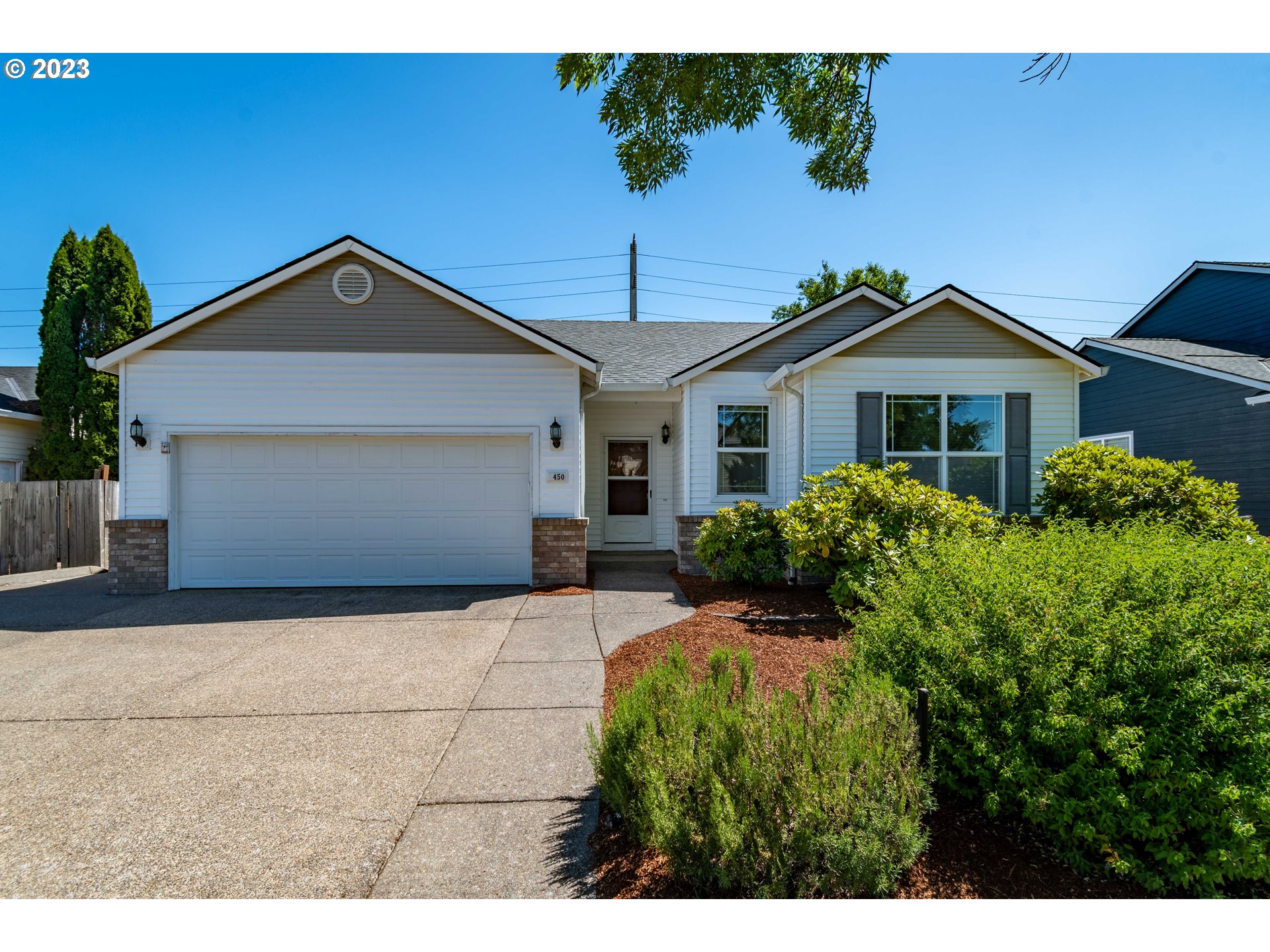 Now priced below market value! Move-in ready, one-level with low maintenance yard, beautiful southerly views, near schools, parks and shopping! This home has been meticulously maintained and updated with brand new 2023 roof, 2021 water heater, 2017 central air conditioning, remodeled baths, indoor laundry (washer & dryer included), & separate office nook. Thoughtfully designed floor plan offers nice separation of space between bedrooms plus an inviting great room. Vaulted living room with gas fireplace is open to kitchen with stainless appliances, eating bar, dining space, & slider to backyard. Large master suite with walk-in closet, bathroom with dual sinks, & walk-in shower. Den/formal dining/flex room with french doors would be a great 4th bedroom (which is separate from office nook). Back patio, with weatherproof pergola, overlooks grape vines, kiwis, roses, raised garden beds, & agricultural/conservation land to the south & west. Don't miss your opportunity to view this hard-to-find, turnkey property!