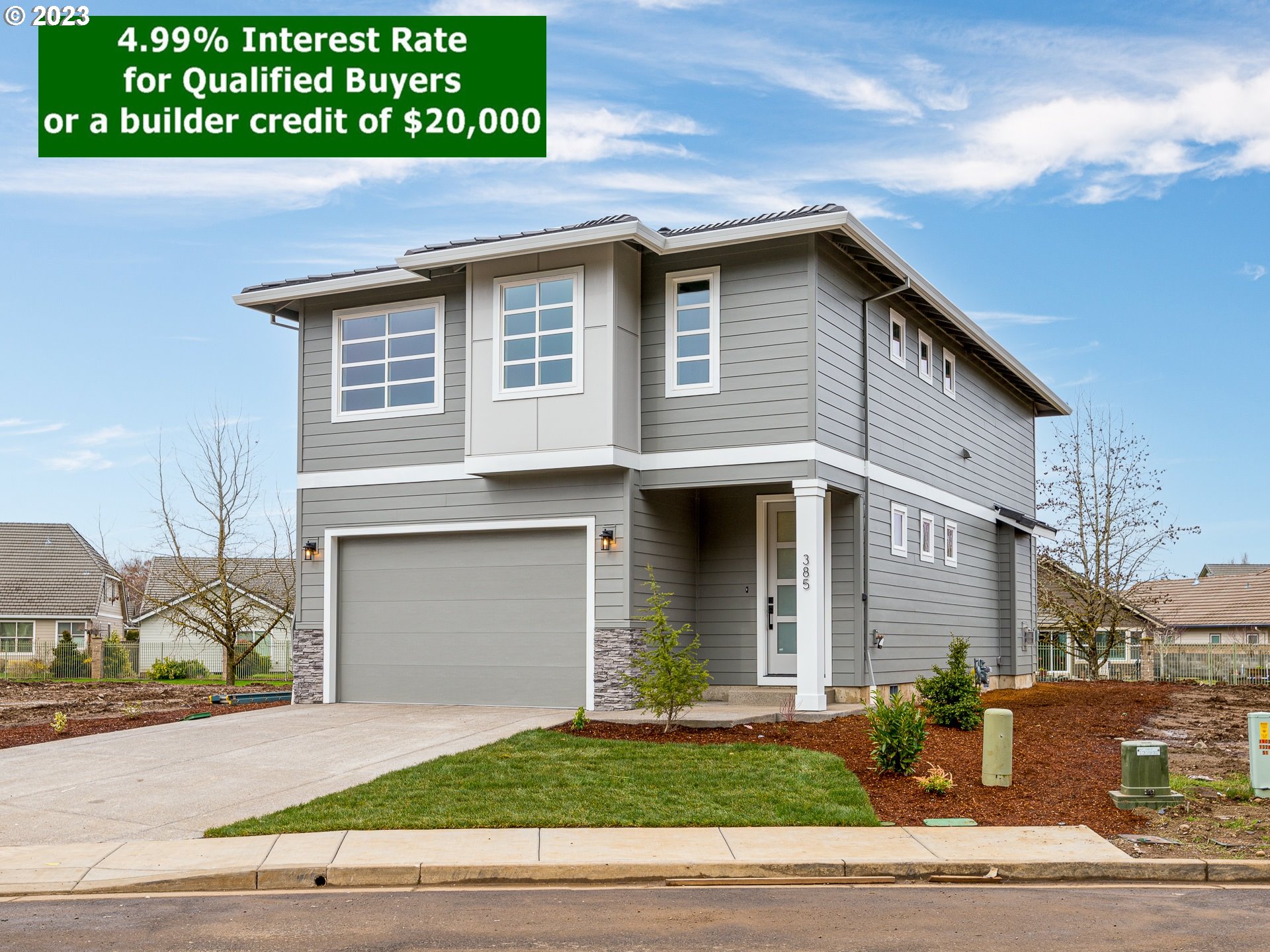 385 SUNDAY DR Creswell, Oregon Open Houses: Thursday May 25th 4-6pm, Sat May 27th 2-4, Sun May 28th 11-1. Introducing our brand-new affordable construction, conveniently located just 10 minutes away from Eugene! Enjoy the best of both worlds with easy access to city while still being able to enjoy the peace and tranquility of a suburban lifestyle. Our community offers a range of 3- and 4-bedroom units, perfect for families of all sizes. Spacious Great room floor plan from living rm to kitchen/dining area. Stainless app, quartz countertops & tile backsplash. Living has tons of light w/ high ceilings, Milgard windows & cozy FP. Spacious primary bdrm w/ suite. Inviting backyard & patio for entertaining. Closing credit or interest rate buy down available now. Builder offering a $10,000 interest rate buy down or closing credit for any home that closes prior to July 15th, 2023.