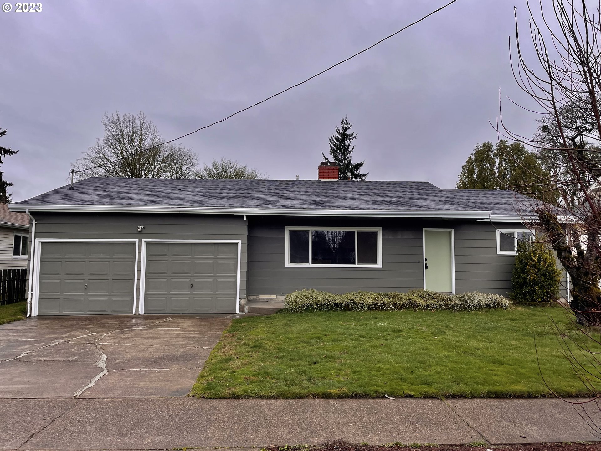 Charming starter home or rental property with mid century vibes. Close to schools, shopping and beautiful parks. Big, bright Living room with double sided fireplace that backs up to the dining room. Freshly painted interior and exterior, new lighting, plumbing fixtures, carpet and luxury vinyl plank flooring. Unfinished room upstairs over the garage not included in the home square footage. Big fenced backyard with covered patio and gas bbq bib. Listing agent related to seller.