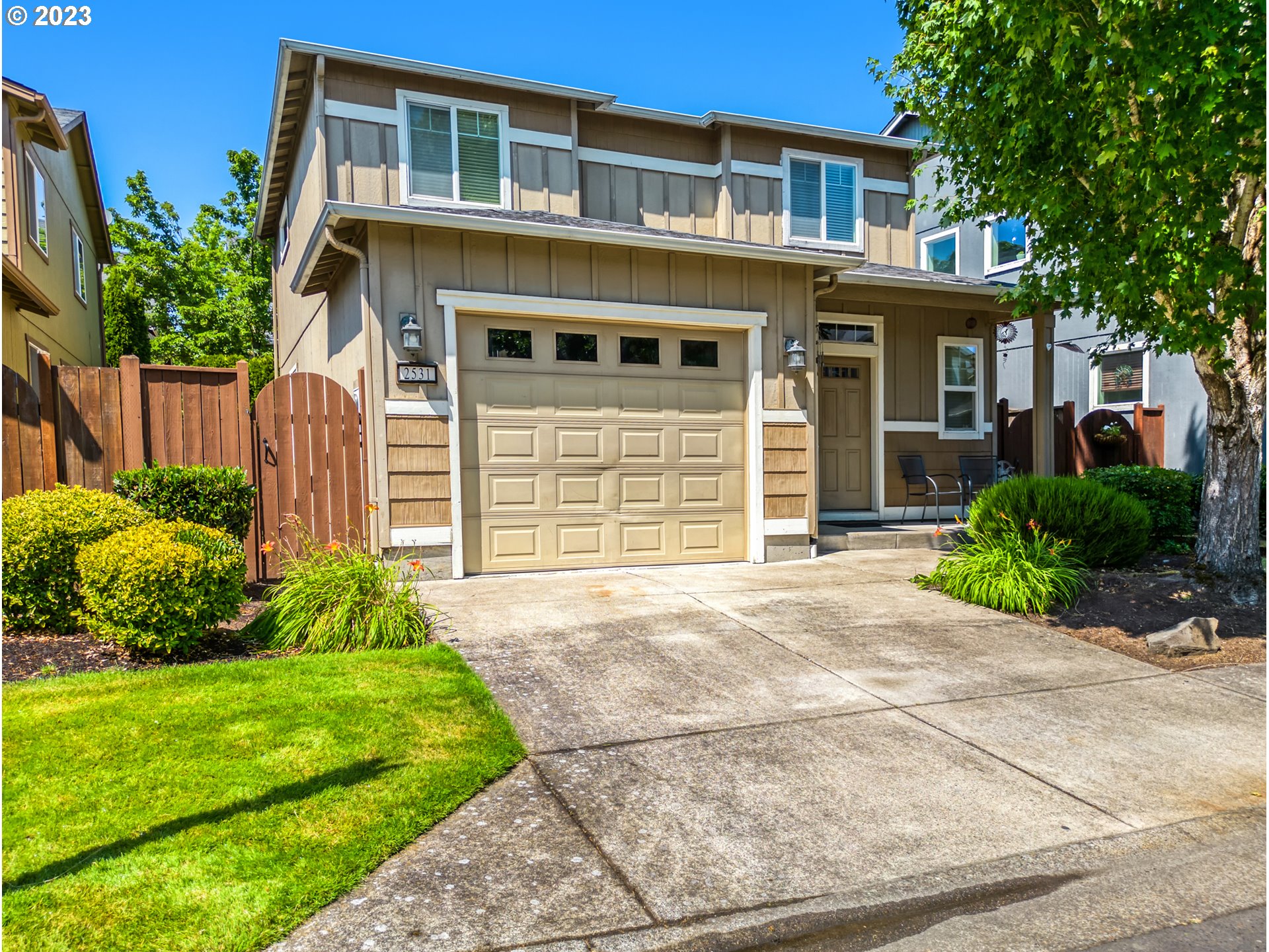 Enjoy 9' ceilings, open floorplan generous bedrooms including a 16x12 primary suite with 9x4'  double sinks and walk in closet.  Additional amenities include gas fireplace, air conditioning, stainless gas appliances, private and low maintenance back yard with wooden deck with built in bench, beautiful flowers and mature landscaping, double sinks in bathrooms, beautiful luxury vinyl floors.  HOA costs are $167 a quarter and covers front lawn care and sprinkler upkeep.  Overall a low maintenance property, great location minutes from parks, shopping and restaurants. Gilham Elementary, Cal Young Middle, Sheldon High Schools.