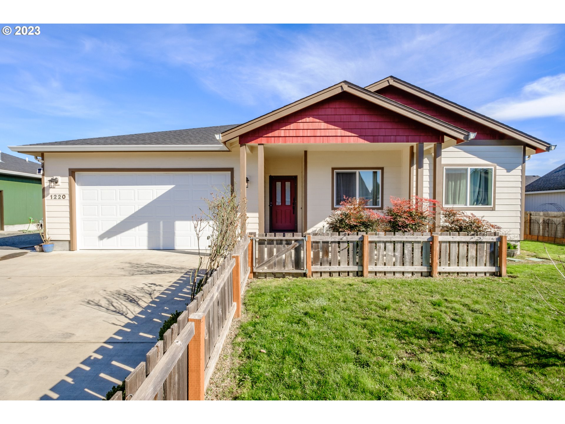 This newer well-cared for one-level home is off the main road & located on a quiet pan-handle lot. This might be just what you are looking for! Featuring 9? foot ceilings, stainless steel/gas appliances, large island, open concept living/dining/kitchen area, sliding glass door off dining area onto a covered patio which leads into a nice size yard, great separation of bedrooms, large primary with walk-in closet and bathroom. Do you need extra parking, easy access RV/Trailer parking, an area for raised garden beds or a shed? There is plenty of room. Motived seller!! Schedule an appointment today to view and make this your new home!!