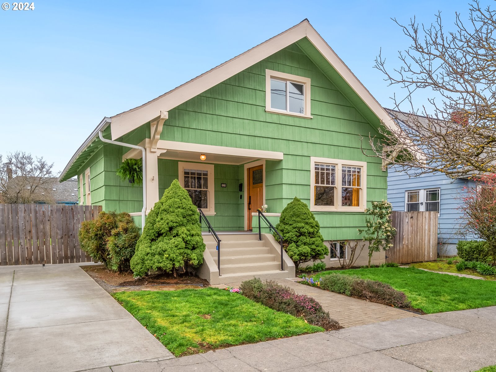 Nestled into one of Portland's most beloved neighborhoods, this 1911 bungalow is refreshingly updated, with classic elements sweetly preserved. Featuring 3-beds, one and a half baths, a spacious basement, and an eye-popping list of seller improvements- this minty scoop is dripping with character, charm, and a sense of community where neighbors are friends.Pocket doors, a clawfoot tub, hidden safe, and gleaming wood floors offer glimpses of a bygone era, when homes were built to last. Modern updates like new wiring & plumbing mean you can move right in and make it yours. Tall ceilings, sun-soaked windows, and fresh interior paint make the space feel fresh- and modern fixtures add elegance throughout. Open living area includes pocket doors, stained glass lighting, and wood fireplace- perfect for cozying up. Formal dining room glows at sunset, with french doors opening out into the yard.The kitchen has ample storage and pantry space, making meal prep a breeze; garden window over the sink is perfect for houseplants & herbs. Owner's suite on the main offers comfort and privacy, with a clawfoot tub to welcome you home at the end of a long day.Upstairs, you'll find two bedrooms (one with Juliet balcony) and a large bonus area, perfect for working from home (or the dressing room of your dreams).Completely re-wired in 2020, with all plumbing (and the sewer line) replaced in 2021. Water heater in 2021, HVAC and mini splits in 2023. Large basement with tall ceilings has been plumbed to add a bathroom. Sunny (and fenced) backyard is dog & garden-ready, with space for summertime soirées with friends and neighbors. The side gate opens all the way up- so you can roll your adventure rig right into the yard. Six blocks from the heart of Montavilla, with restaurants, shops, the Academy Theater, and Sunday Farmer's Market nearby. Public park and community pool two blocks away. This one won't last long. Scoop it up while you can! [Home Energy Score = 5. HES Report at https://rpt.greenbuildingregistry.com/hes/OR10226223]