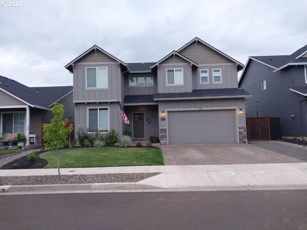 Better than New!! This beautiful Craftsman has a stylish & efficient floor plan, Gourmet kitchen w/Pantry, SS appliances, Large Island w/slider off the dining area to covered patio & nice yard. Wood wrapped windows on main floor w/Custom up/down blinds throughout. Lovely yards w/sprinklers front & back, extended patio & sidewalks, fully fenced w/raised beds to finish off the back yard. Gas FP, range & energy efficient furnace. Note the floorplan is flipped on this home w/closets in both Den/office (or 4th lower bedroom) & upper Bonus rm w/Special decor paint in bedrooms to make this a must see at this price!!