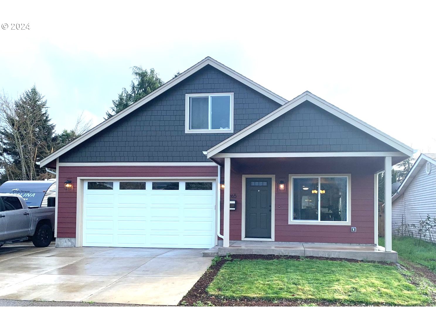 .Beautiful NW Contemporary home built in 2023 in a quiet neighborhood close to schools, park, hospital, and revitalized Downtown Springfield. Large 0.16 acre flat lot perfect for fenced backyard enjoyment. Large paved RV parking, dog run, brand new sheet rocked, insulated shop with power. Presently used as extra entertainment space. Spacious living area opens to dining room and elegant kitchen. High ceilings, soft close cabinets and drawers. Primary en-suite bedroom located on the first floor includes a walk-in closet. 2 bedrooms, a loft as well as a bath located upstairs creating an enjoyable separation of space.  Hybrid Water heater, USB outlets in Living room and bedrooms. A must see. Contact your Realtor for a showing today.
