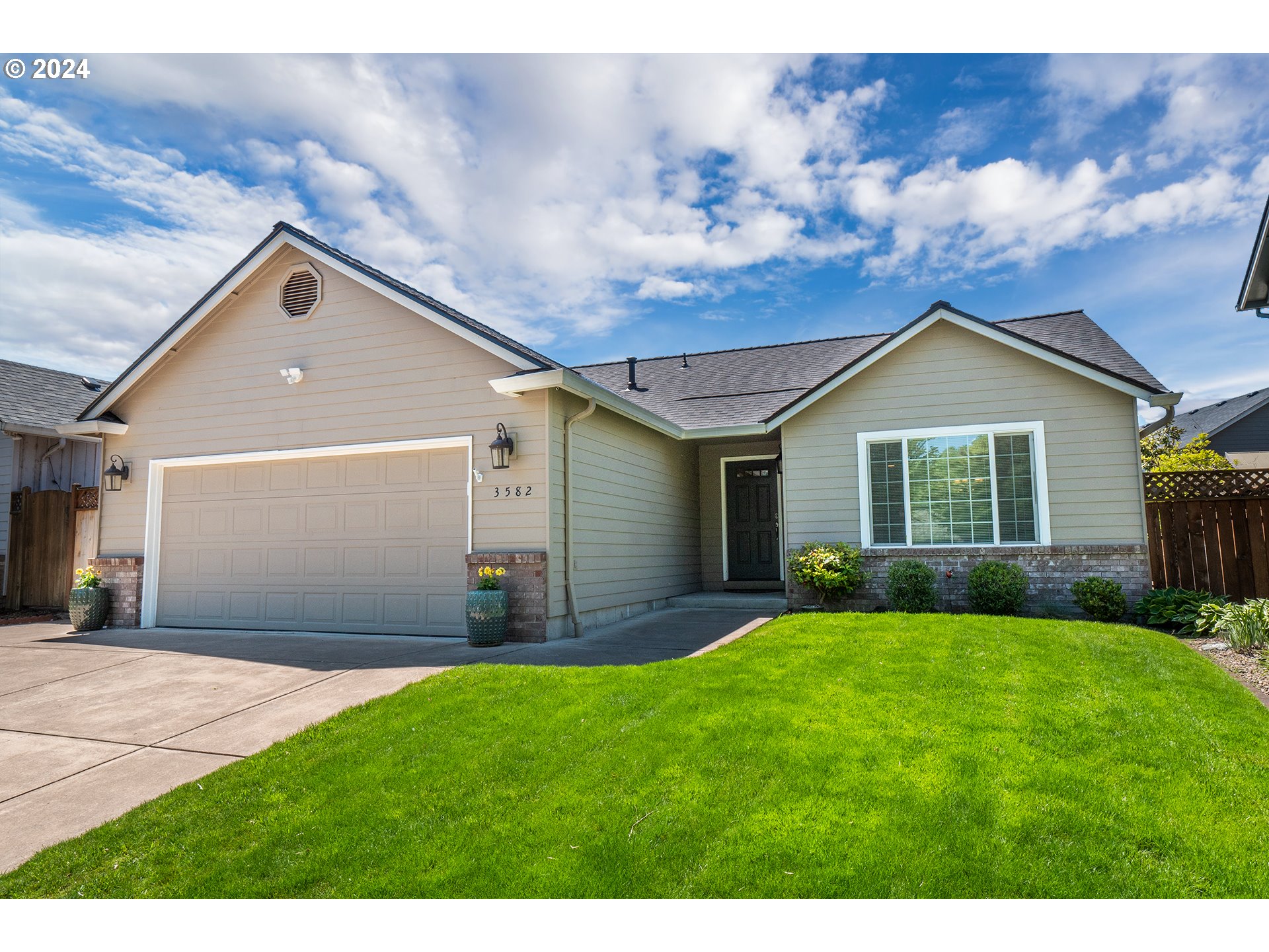 Welcome to the serene retreat of Ryan Meadows! Step into the welcoming embrace of an open-concept kitchen adorned with vaulted ceilings. Enjoy the privacy of your backyard oasis, perfect for year-round entertaining on your covered patio complete with a built-in BBQ! New water heater, newer HVAC system and a 50 year roof with transferable warranty provides the comfort of reliability in this turnkey home. Granite countertops, a double oven, and a convenient cooking island allow for a fantastic culinary experience Unwind in the evenings by the tranquil gas fireplace, creating the perfect setting for relaxation. Don't miss out on the opportunity to make this your new home. Contact your agent and schedule a showing today!