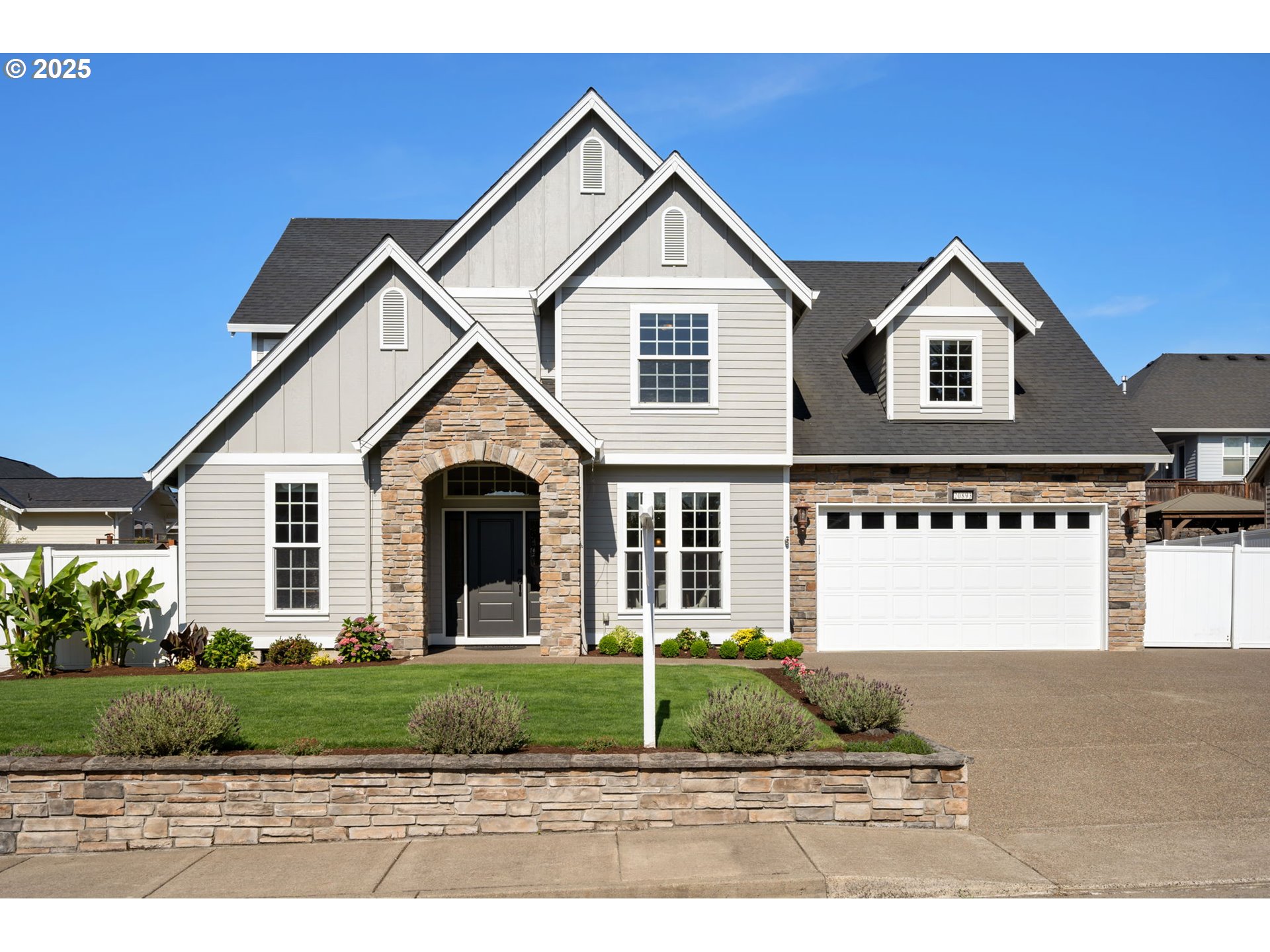 Fall in love with this beautifully maintained home nestled in a great neighborhood with a quiet rural feel, but convenient to the freeway, golfing, gardens, antiques, and aviation. The curb appeal is so nice!  Walking in the door, you'll feel right at home as you enter the open living Great Room concept with a granite island kitchen with all new stainless gas range with griddle, dishwasher, and microwave, complimentary tile counters and hardwood floors that flow between the entry all the way to the eating area.  The large vaulted primary suite features a spa-like bathroom with spacious double vanity, tile shower, soaking tub, and heated tile floor - in addition to a walk-in closet.  You'll also find 3 additional bedrooms upstairs and a dedicated office on the main floor.  All the bedrooms are generously sized.  The laundry room includes a handy sink.  Additional features include high-end window blinds throughout, central vac, new exterior paint approx. 18 months ago, new carpet, new A/C, 2-year old hot water heater, and a new roof in 2017.  Enjoy the summer in the private back yard that includes blue berries, a pear tree, and a large storage shed.  There's also plenty of room for your RV or boat!