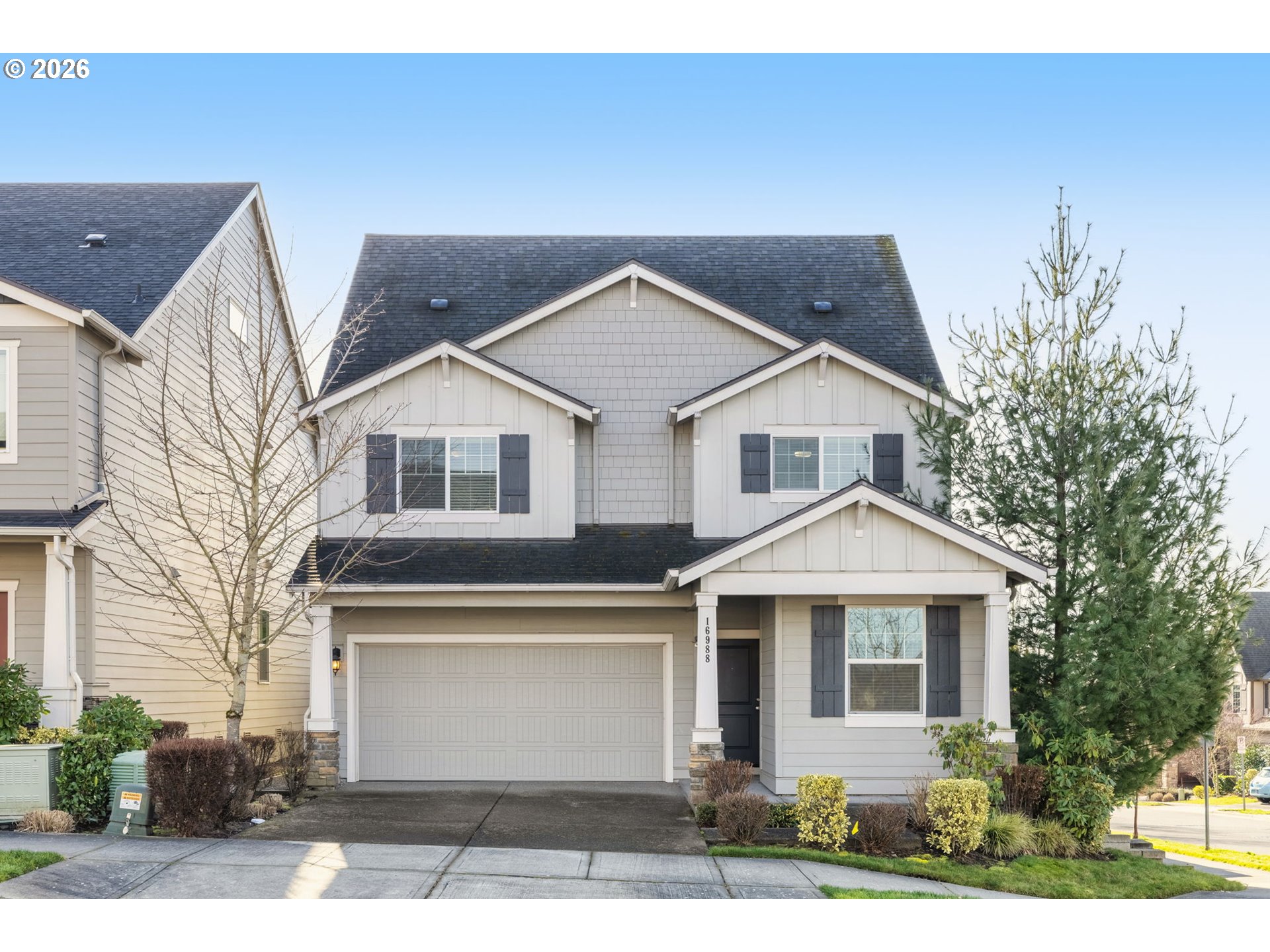North-Facing Corner Home with Paid-Off Solar & Expansive Yard in Bethany!Welcome to 16988 NW Antonio St, Portland, OR 97229 — a beautifully positioned north-facing corner lot home filled with natural light throughout the day. With its premium corner placement and abundant windows, the home feels bright, open, and inviting in every season.The main level features a versatile den, ideal for a home office, guest room, or study. The thoughtful layout offers comfortable everyday living and effortless entertaining.Upstairs, retreat to the oversized primary suite complete with a luxurious ensuite bath and relaxing soaking tub, creating your own private sanctuary.The third floor adds exceptional flexibility with an additional bedroom and a spacious loft/recreation area — perfect for a media room, playroom, workout space, or creative studio.Step outside to a large, beautifully landscaped backyard designed for both enjoyment and functionality. The generous yard features elegant paver hardscaping, creating the perfect setting for outdoor dining, gatherings, or simply relaxing in your private outdoor retreat.Energy-efficient fully paid-off solar panels provide long-term savings and sustainable living benefits.Located in the highly desirable Bethany area of Portland, this home combines space, sunlight, smart upgrades, and an impressive yard — a rare opportunity you won’t want to miss.