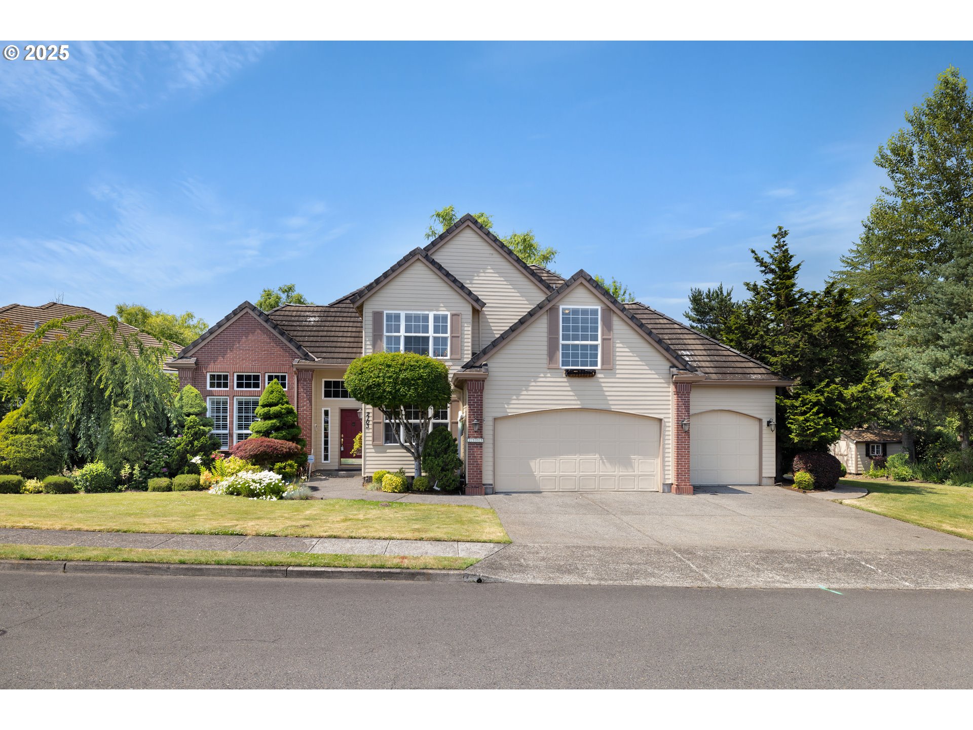 Welcome to this beautiful 3 bedroom, 2.5 bath home tucked into a quiet, well kept Canby neighborhood. Set on an oversized corner lot, this property features a fully landscaped wraparound yard plus a serene pond with two waterfalls, a peaceful, private escape right at home. Inside, you’ll find high vaulted ceilings and large windows throughout, creating a bright and airy feel in every room. The spacious kitchen includes granite countertops, a large island, double built in oven and an open layout that flows into the cozy family room with one of the home’s two fireplaces. On the main level, there’s a dedicated office that could easily function as a fourth bedroom. Upstairs, the oversized media room offers endless flexibility, perfect for movie nights, a game room, or a second living space. Step outside to the $38,000 teakwood deck, beautifully rebuilt and ready for relaxing, entertaining, or simply taking in the stunning landscaping and water features. A perfect blend of comfort, style, and space, this Canby gem is ready to welcome you home.