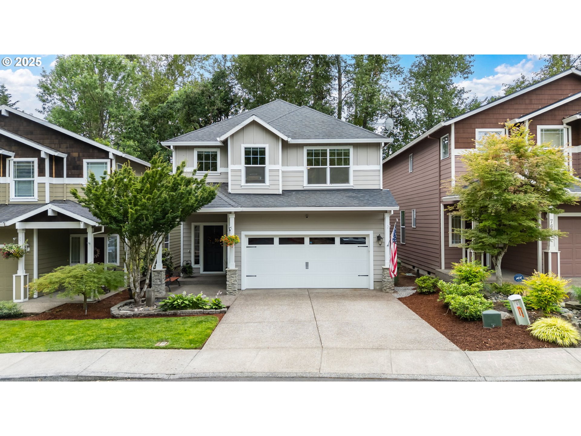 Welcome to this beautiful home in the highly sought-after Carriage Oaks neighborhood of Wilsonville!Tucked away on a private, quiet drive at the end of the block, this spacious 4-bedroom, 2.5-bath home offers both comfort and serenity. Enjoy sunny days on the expansive Trex deck, surrounded by peaceful greenery and mature trees—perfect for entertaining or relaxing. The fully fenced backyard includes garden beds and plenty of space for everyone. Just steps from your front door, a community park offers open green space to enjoy year-round!Inside, you’ll find a warm, light-filled interior with high ceilings, tall windows, and tasteful features throughout—including a new HVAC system, fresh paint, garage storage, and modern light fixtures.The main floor features formal living and dining areas, along with an open-concept kitchen equipped with stainless steel appliances, a large island, and a pantry—ideal for everyday living and hosting gatherings. Upstairs, all four bedrooms offer comfort and privacy, including a generous primary suite with vaulted ceilings and a walk-in closet.Located just minutes from I-5, 205, Costco, Target, and a variety of local shops and restaurants, this home perfectly balances lifestyle, convenience, and community in one of Wilsonville’s most desirable neighborhoods.