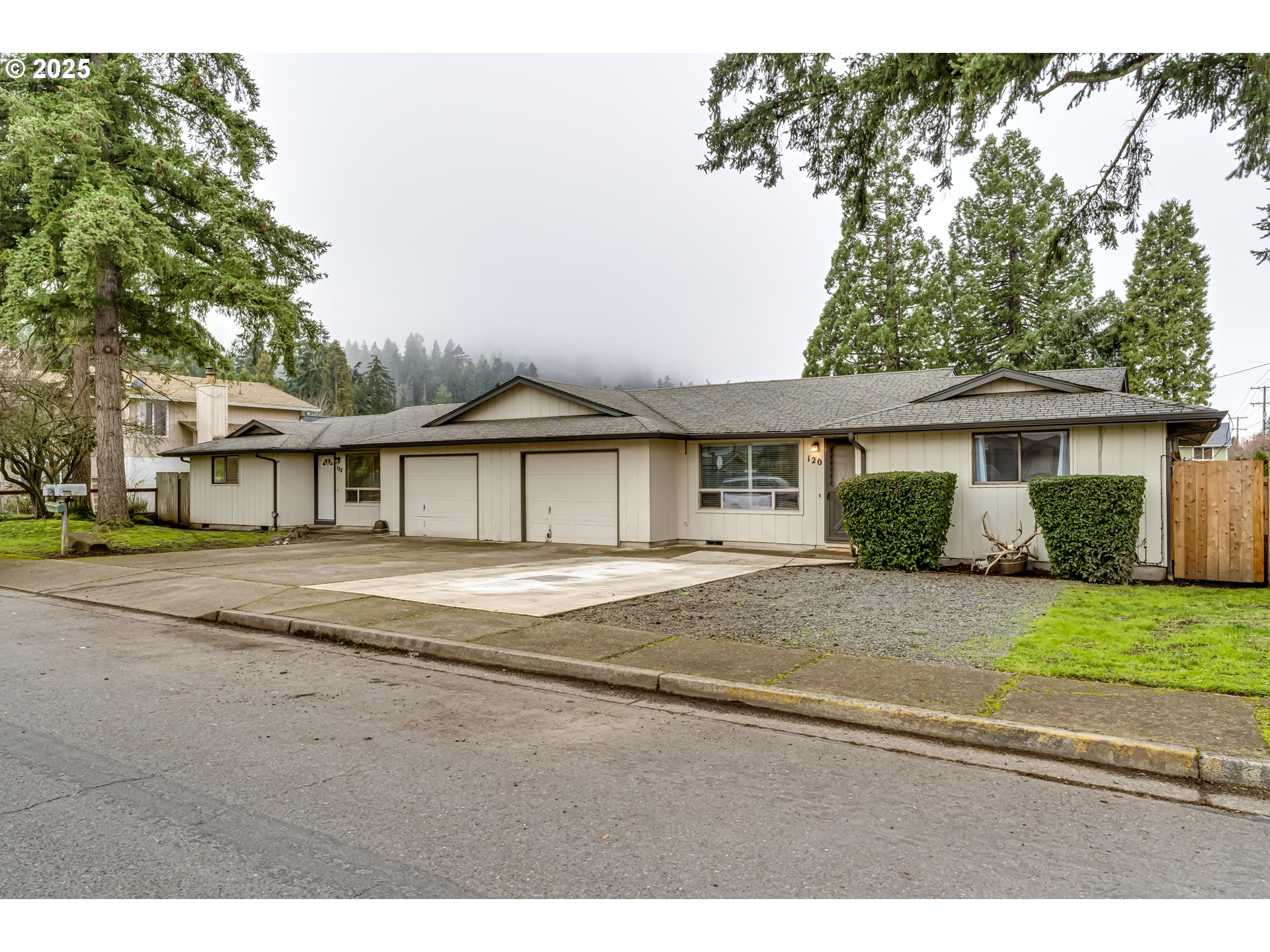 Introducing this well-appointed duplex in Springfield's desirable Thurston neighborhood that is on the market for the first time! Each side features 2 beds, 1 bath, and 976 sqft of living space. Unit 120 is owner-occupied, boasting LVP flooring, vaulted ceilings, and an open floor plan that is light and bright. Unit 122 has JUST been updated with new vinyl flooring throughout, fresh interior paint, refreshed countertops, updated bathroom, and all new doors. Each unit benefits from separate meters for water & electric, and washer/dryer hookups. They are divided by finished 1-car garages, with additional driveway and off-street parking. Located on a corner lot, each unit enjoys a private, fully fenced backyard. Centrally located and on a bus line, this duplex offers AMAZING potential for investors or as a multi-generational home! Call your favorite agent and schedule your tour today!!