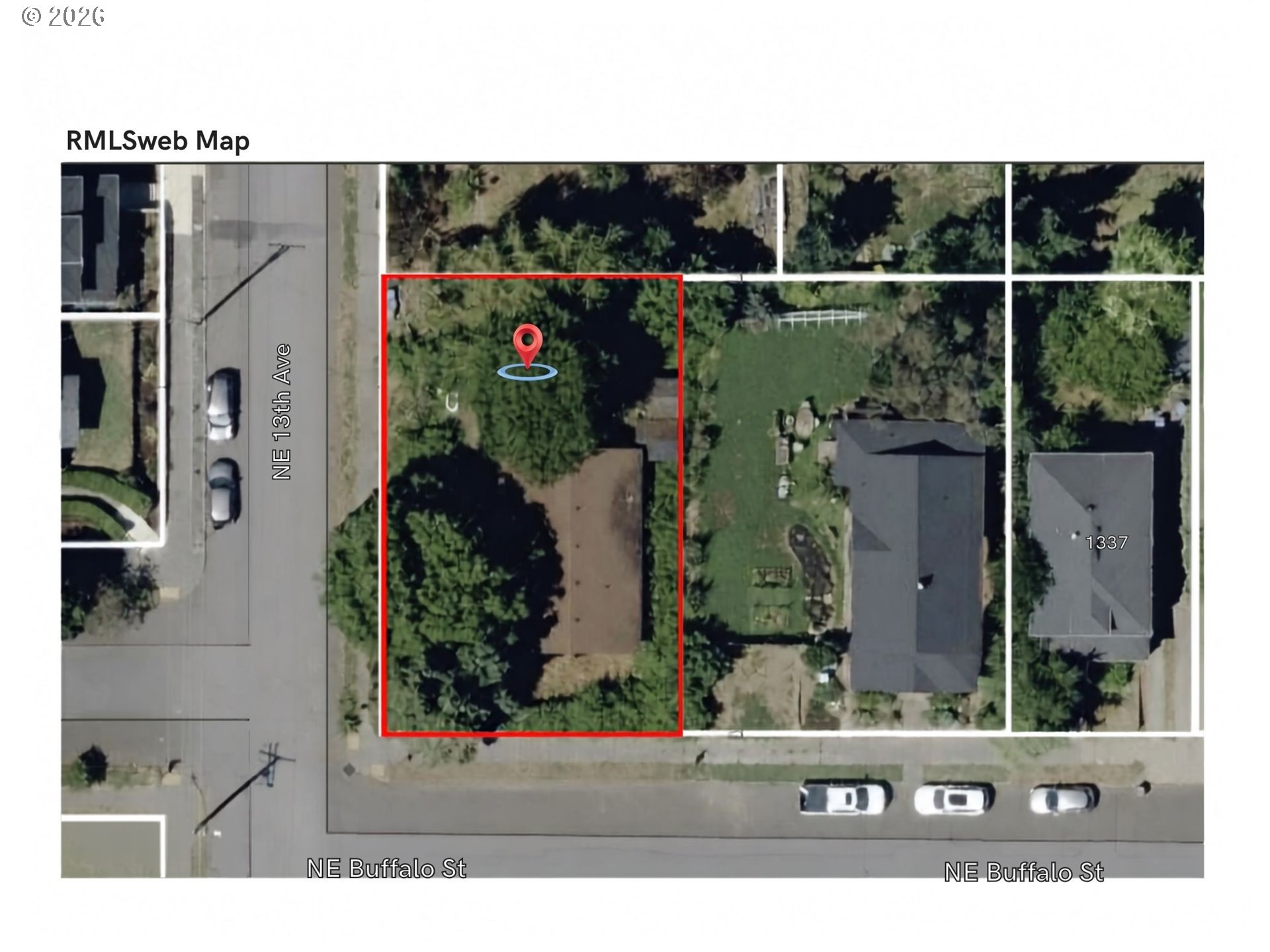 Development opportunity. 6,500 sqft corner lot and a half located in NE PDX with R-5 Zoning. Existing home with gas, water and electric. next door additional 8710 sqft lot. Developer packet available. Tenant occupied but will vacate prior to closing. Appointment only to walk property! Lot line is approximately where the original driveway pour break is located.