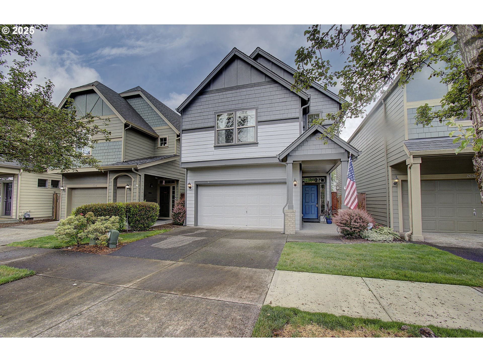 Welcome home to this beautiful 2008-built 4-bedroom, 2.5-bath home with an additional loft area. Enjoy a stunning, open great room concept with an elegant tiled gas fireplace. Tall 9' ceilings enhance the spacious feel, complemented by extensive laminate flooring on the main level, stairs, and loft. The entertainer’s kitchen features a stainless gas range, tile countertops, and a central island. Additional highlights include low-maintenance fiber cement siding, central air, an attached 2-car garage, and a fully fenced backyard. Upstairs you'll find four full bedrooms, a flexible loft area, and a convenient laundry room. The vaulted primary suite offers an en-suite bathroom with double sinks and a walk-in closet. All nestled in a quiet neighborhood with a convenient location—welcome home!